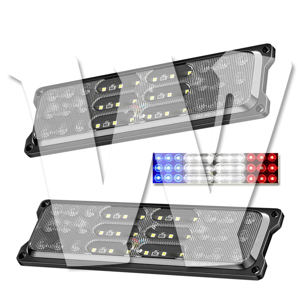 Rakuten - 72W サイド マーカー ブルー/ホワイト/レッド ストロボ機能 LED ライト マーカー ウインカー 警告灯 12V/24V兼用 ジープ JK JKU SUV 防水 防塵 防震 大型車 ボート トラック ランクル 除雪車 漁船 トラクター 漁業用 農業機械 建設機械 2個 汎用