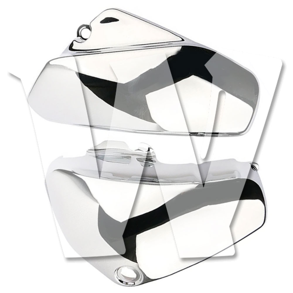 スズキ SUZUKI Boulevard Voluisa C50 VL400 VL800 2001-2017年式モデル バッテリー カバー フェアリング カバー 保護 ABS素材 Shiny Silver シルバー クローム ミッキ 左右組 パーツ カスタム バイク オートバイ