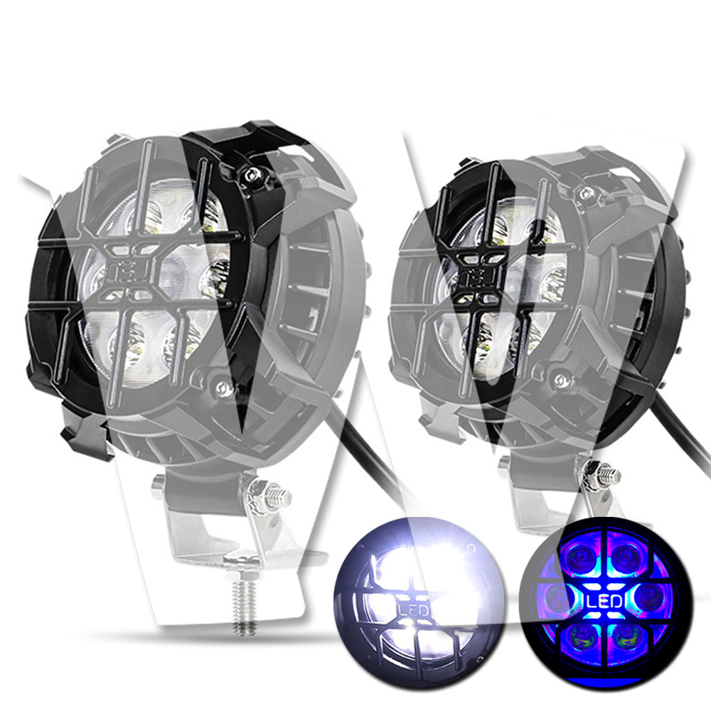 LED ワークライト 作業灯 3インチ 30W 2000LM ホワイト/ブルー スッポトライト ライトカバー付 12V/24V兼用 前照灯 投光器 防水 防塵 防震 オートバイ SUV 大型車 トラック ランクル 除雪車 漁船 トラクター 漁業用 農業機械 建設機械 2個 汎用