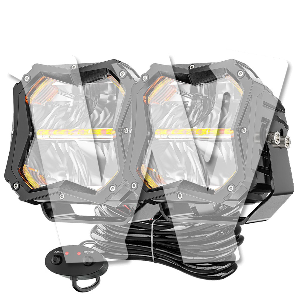 Rakuten - 5インチ 作業灯 LED ワークライト 50W 遠距離照射 ストロボ機能 スポットライト ホワイト デイライト アンバー ワイヤーハーネスキット付属 CREEチップ 2個 高級感のあるデザイン!! 前照灯 投光器 防水 防塵 防震 ジープ ジムニー オフロード SUV 大型車 トラック 汎用
