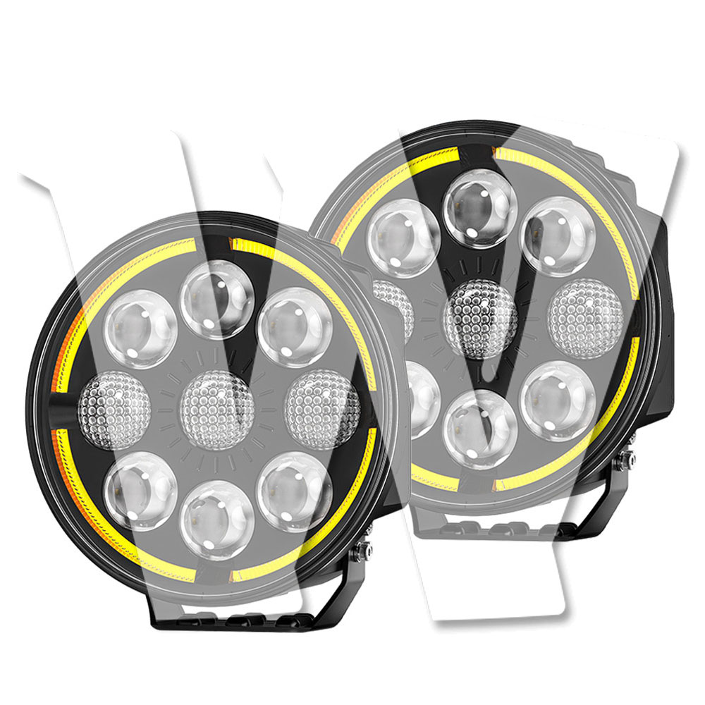 Rakuten - 【黒武士シリーズ 2個セット】 LED ワークライト 7インチ 60W 16000LM高輝度 作業灯 スポット/フラッド DRLデイライト 多モード ホワイト/アンバー 12V/24V 防水 ジープ トラック ランクル オフロード 除雪 汎用照明