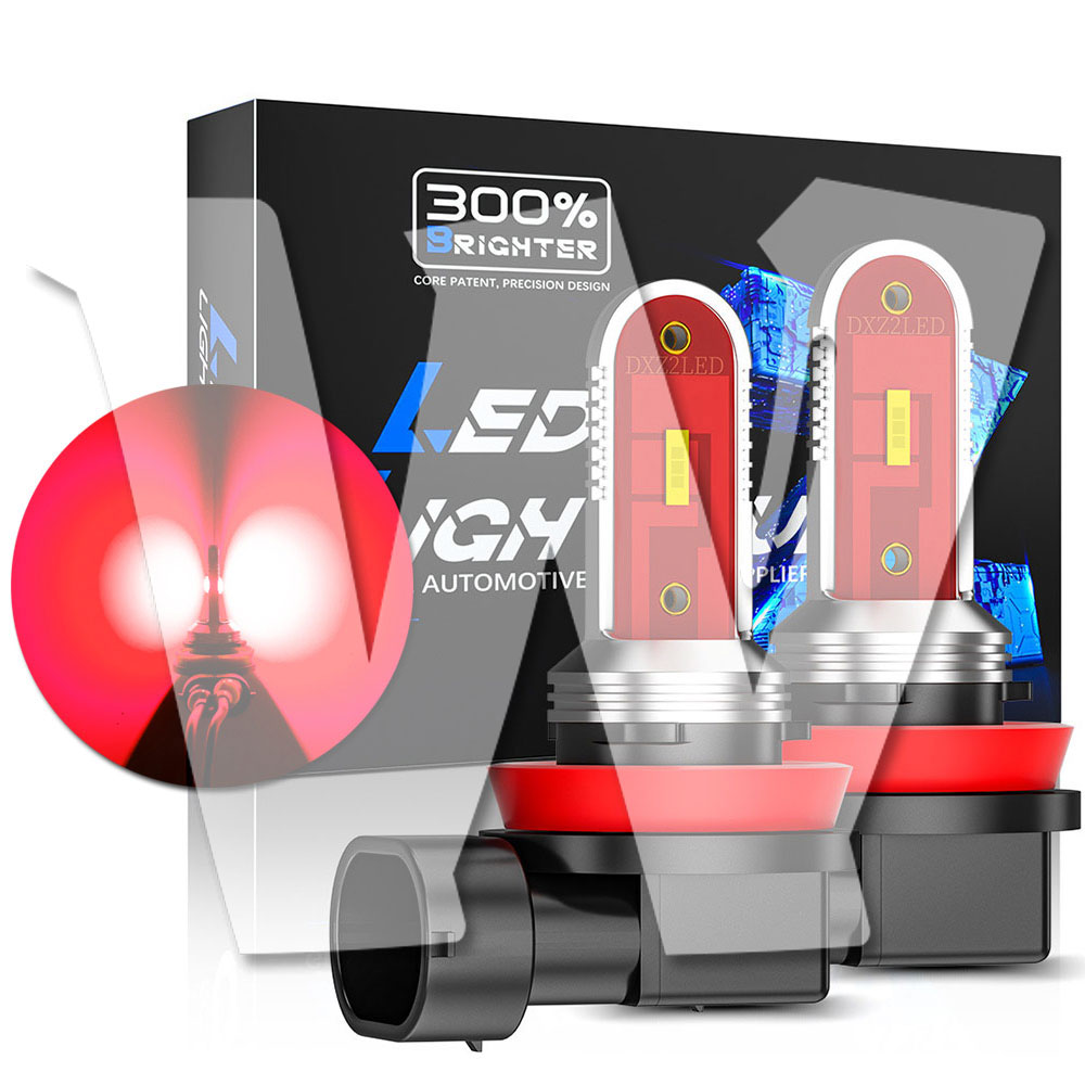 Rakuten - 30W H8/H9/H11/H16兼用タイプ CSPチップ レッド 3600LM LED化 LED ヘッドライト フォグランプ 高品質 高輝度 IP68 1年保証