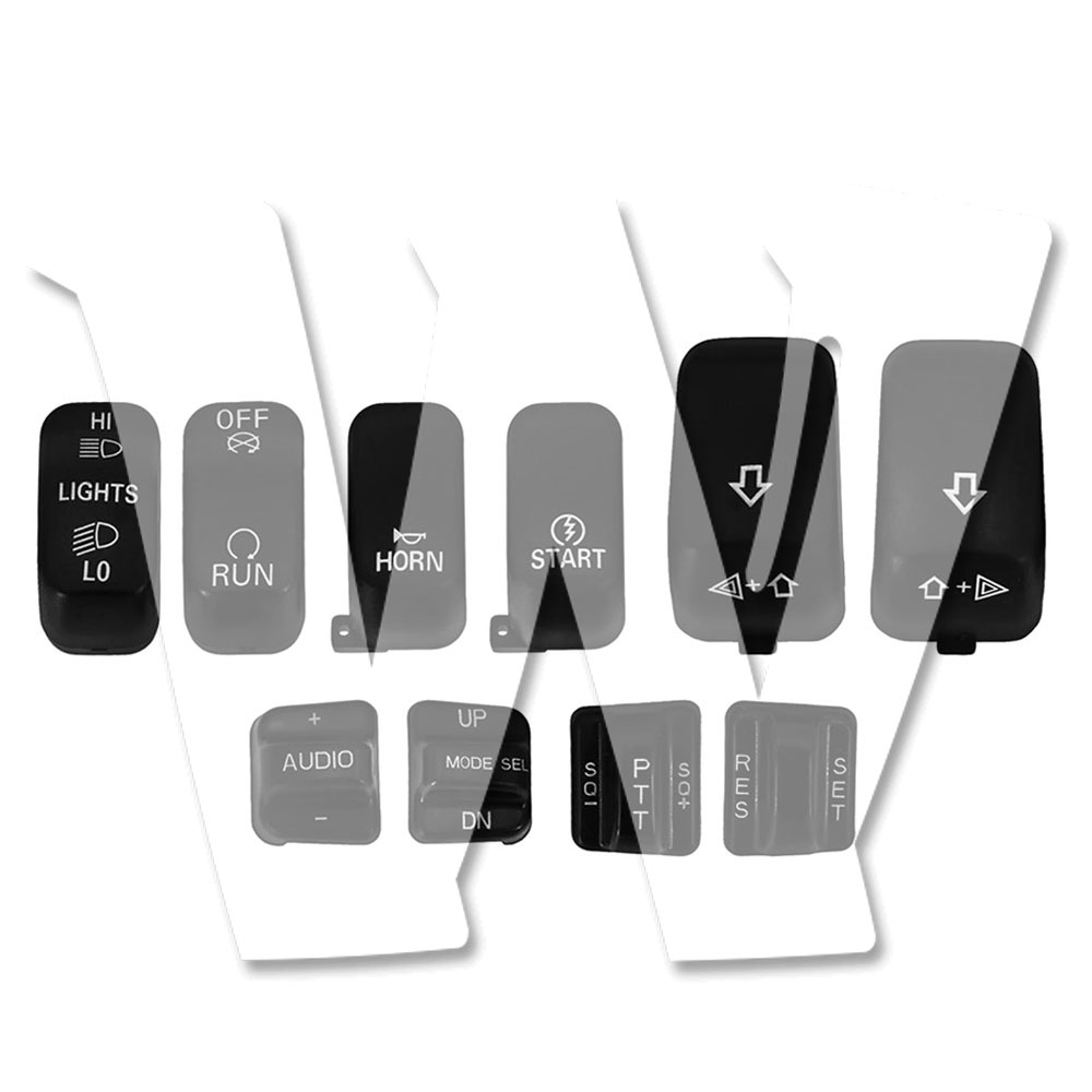 樂天商城 - 【ハーレー用】 ツーリング ロードグライド エレクトラグライド ロードキング 1996-2013年モデル スイッチ ボタン カバー キャップ ブラック 簡単取付 パーツ カスタム アクセサリー