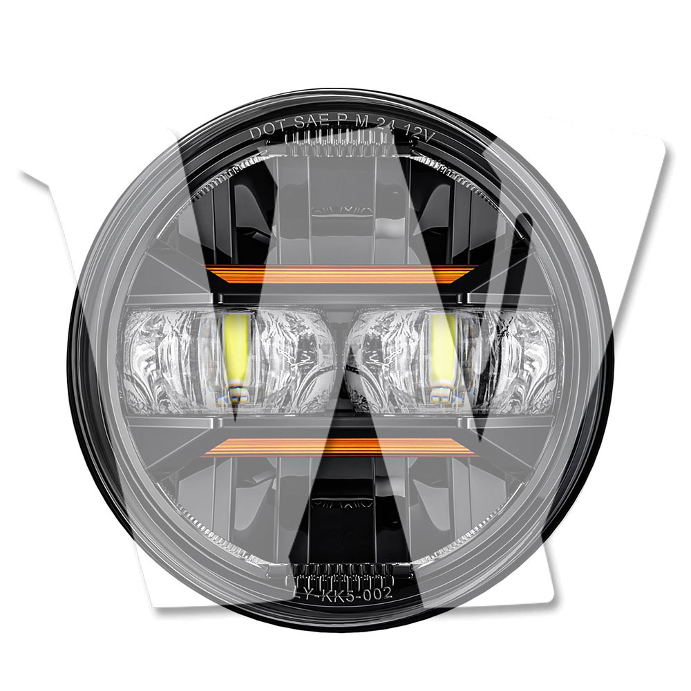 5.75インチ LED ヘッドライト デイタイムランプ ハイビーム/ロービーム/ディライト HI/Low/DRL 3つのライトモード に適合 ブラック DOT認証 車検対応 オートバイ ハーレー 汎用