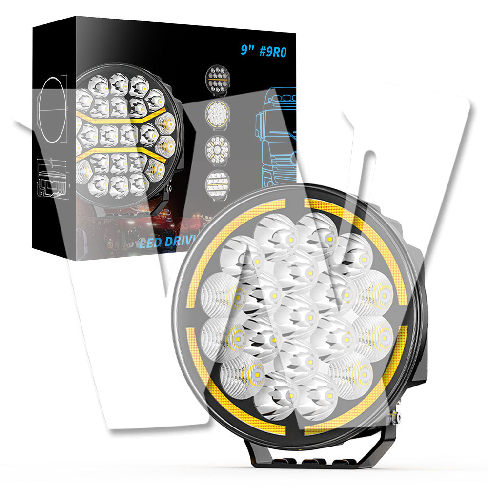 【黒武士シリーズ】 9インチ LED 作業灯 ワークライト 95W 11400LM スポット/フラッド/DRL付き 12V/24V兼用 ジープ ジムニー トラック ボート 汎用 多モード 防水