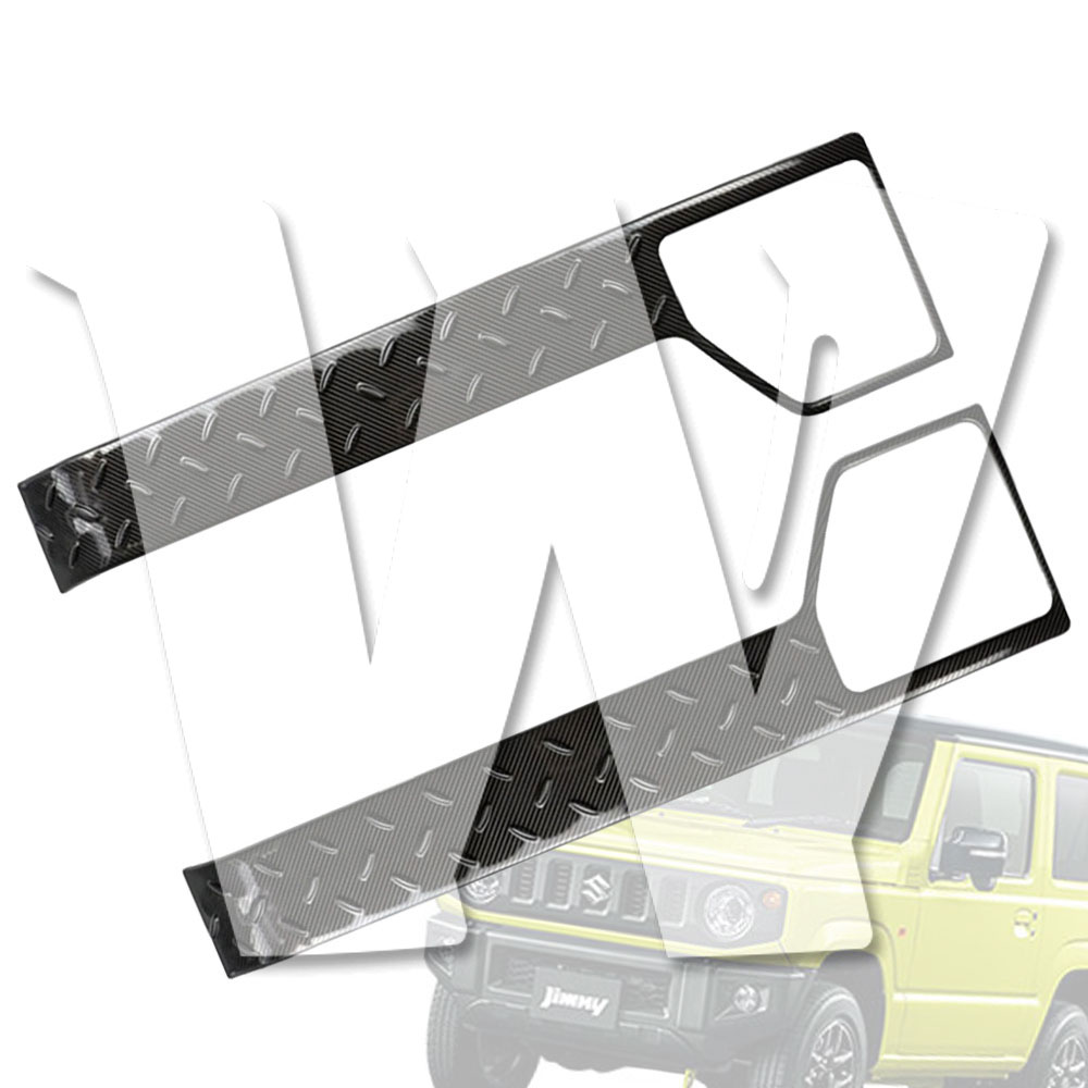 【ジムニー専用 3ドア】 JB64/JB74 3ドア 2018年-以降 ドアキック防止パネルカバー 側保護ガード 【カーボン調】 キズ防止 左右セット ステンレス 内装保護 カスタム インテリア アクセサリー パーツ