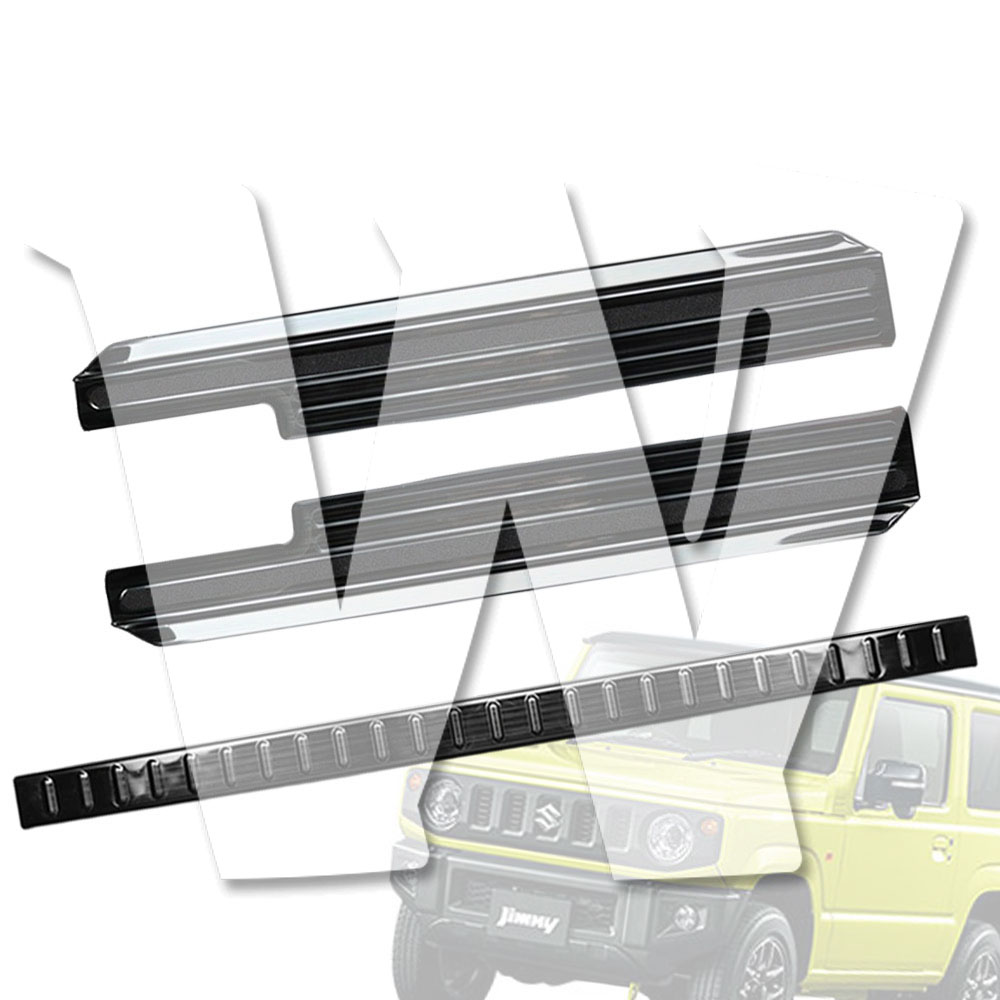 【ジムニー専用 3ドア】 JB64/JB74 3ドア 2018年-以降 ドアシルガード&ステップ リアトリムカバー テールゲート内側ガード 【シルバー】 フルキット 滑り止め加工 ステンレス 内装保護 カスタム インテリア アクセサリー パーツ