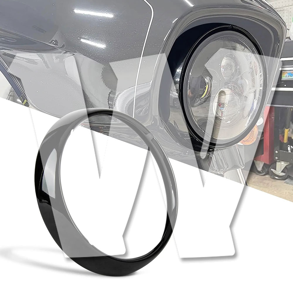 【ハーレー ツーリング用】 7インチ ヘッドライト トリムリング カバー ランプ/トリムリング/カバー アセンブリ ロードキング エレクトラグライド ストリートグライド FLHT FLHR ツーリングモデル 簡単取付 高品質 メタル素材 ブラック