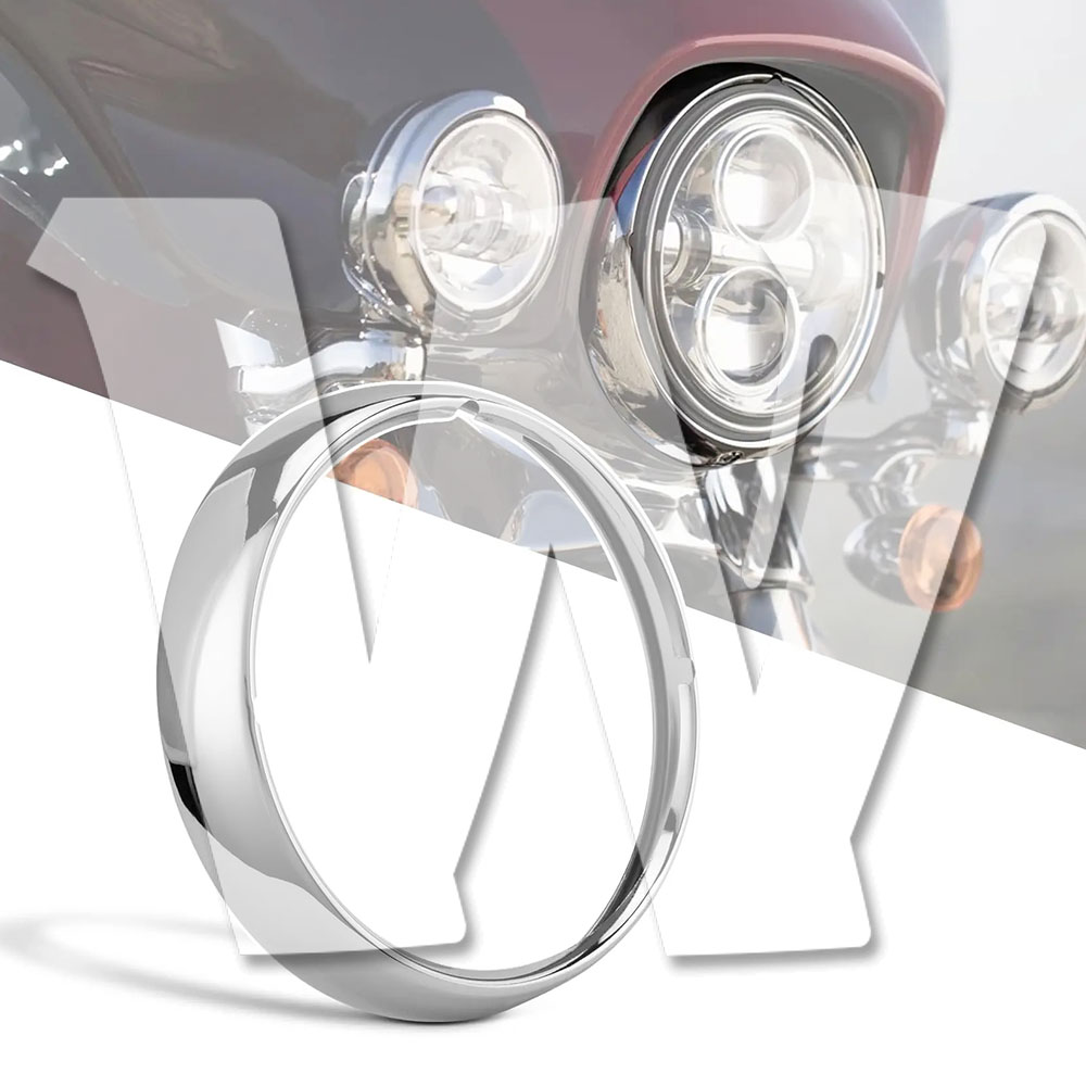 【ハーレー ツーリング用】 7インチ ヘッドライト トリムリング カバー ランプ/トリムリング/カバー アセンブリ ロードキング エレクトラグライド ストリートグライド FLHT FLHR ツーリングモデル 簡単取付 高品質 メタル素材 クローム