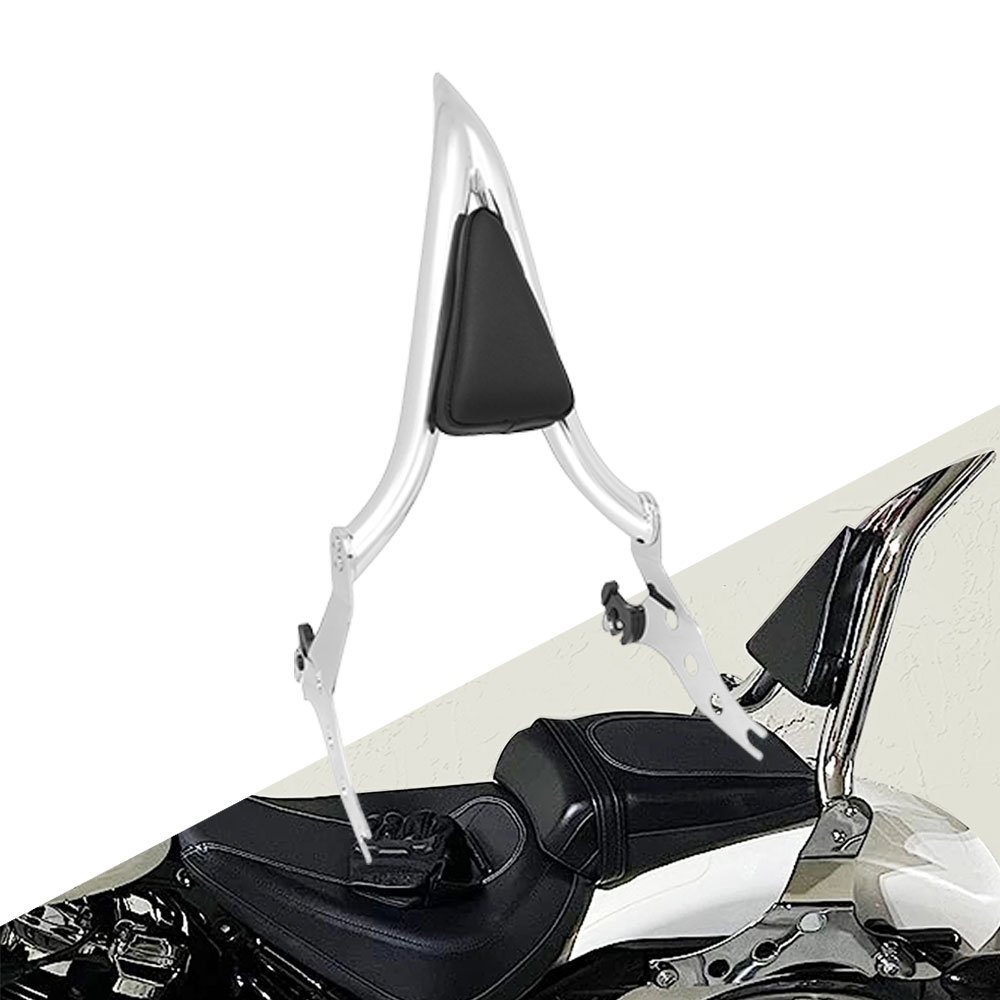 【ハーレー ソフテイル専用】 ブレイクアウト FXSB (2013-2024年式) / ファットボーイ FLFBS 114 (2018-2024年式) 専用 シシーバー バックレスト キット 背もたれ クロームメッキ カスタムパーツ アクセサリー