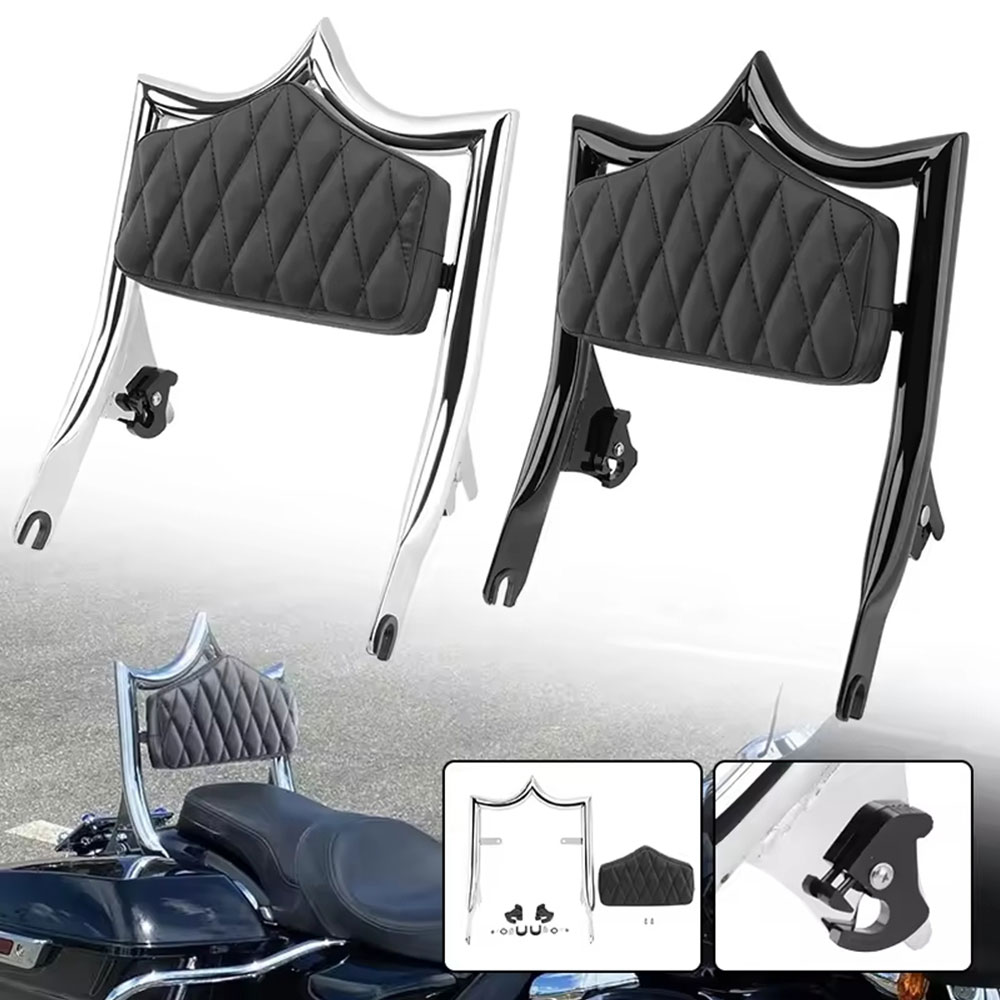 【ハーレーツーリング用 シシーバー】 着脱式 乗客用バックレスト ハーレー ストリートグライド/ロードグライド/ロードキング 2009-2025年モデル対応 ブラック/クロームメッキ