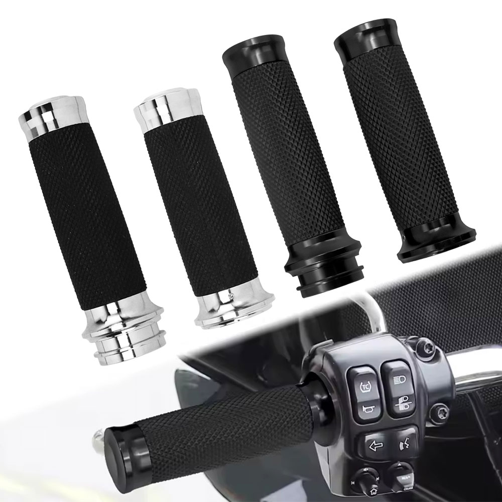 Rakuten - 【電子制御対応】ハーレー用 高品質アルミハンドグリップ 1インチ プラグアンドプレイ 2008-2025年モデル広範囲適合 左右セット 純正交換