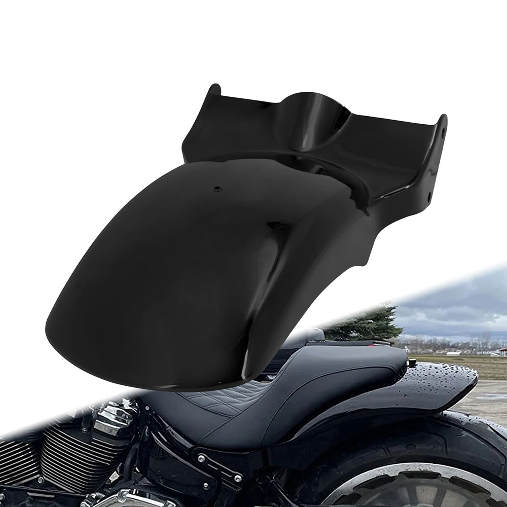 【18年以降 ハーレー Softail Fat Boy/Breakout/FXDR専用】ショートリアフェンダー 鉄製 ハードアイアン 光沢黒 ハンドメイド