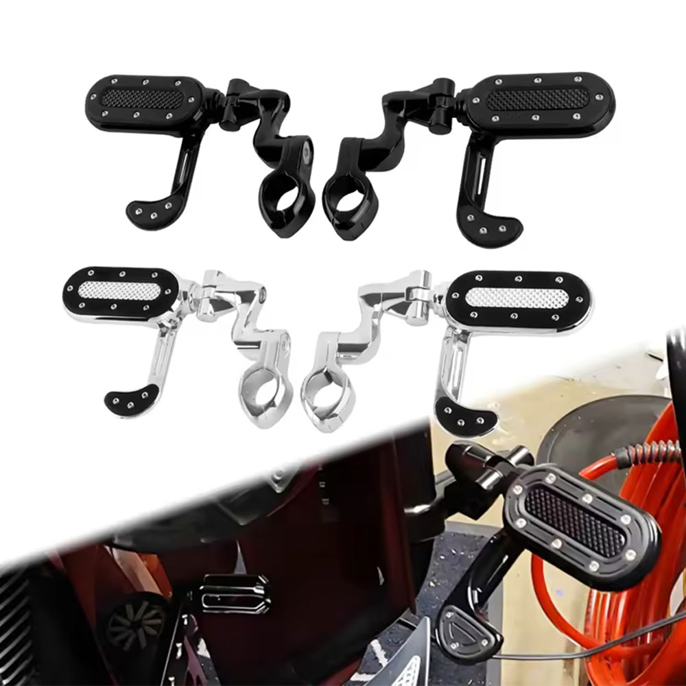 広範な適合性：32mm（1-1/4インチ）ハイウェイバーを備えた多くのハーレーモデルに適合（※ロアフェアリング装着車は要確認） 360度フル調整可能：複数のジョイント部分を回転・組み替え、角度・高さを自由にカスタマイズ可能 高品質素材：高級...