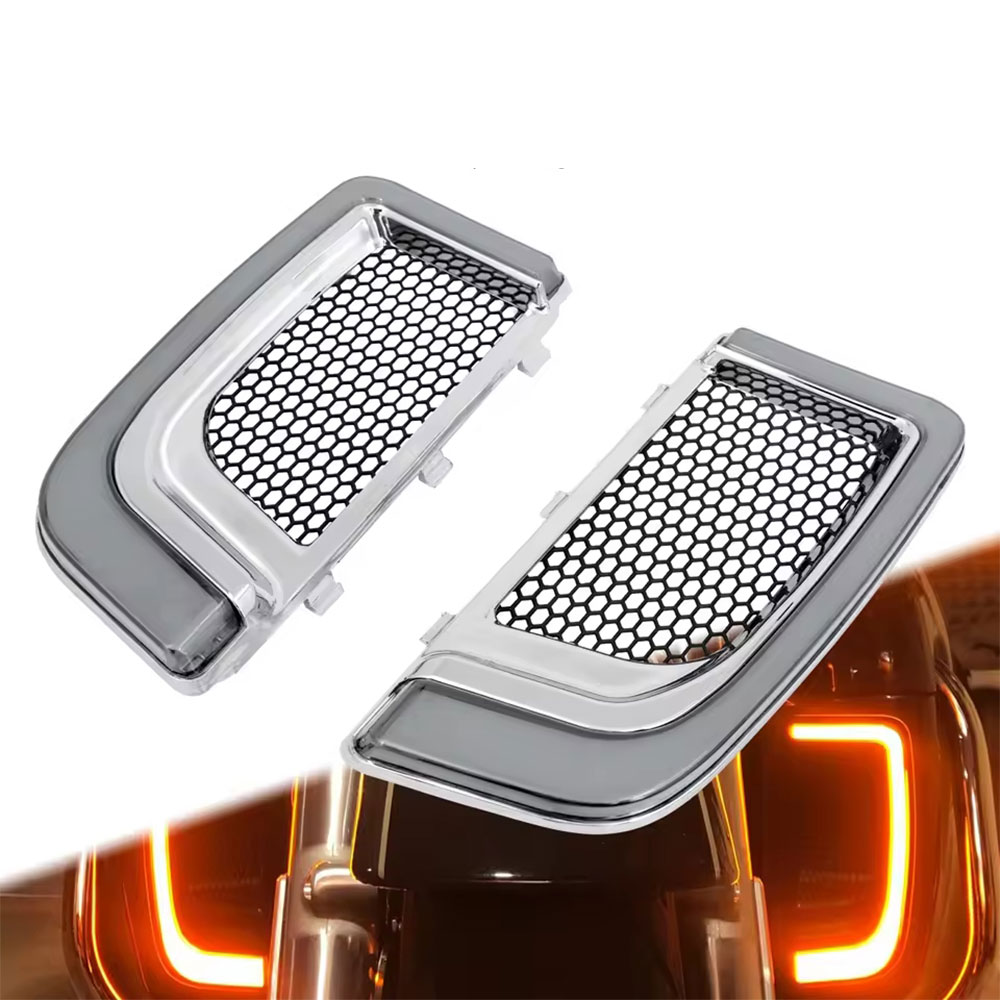 Rakuten - 【ハーレー ツーリング用】 LEDフェアリンググリル ウインカー付き ブラック/クローム 13-20年式 RoadKing ElectraGlide 対応