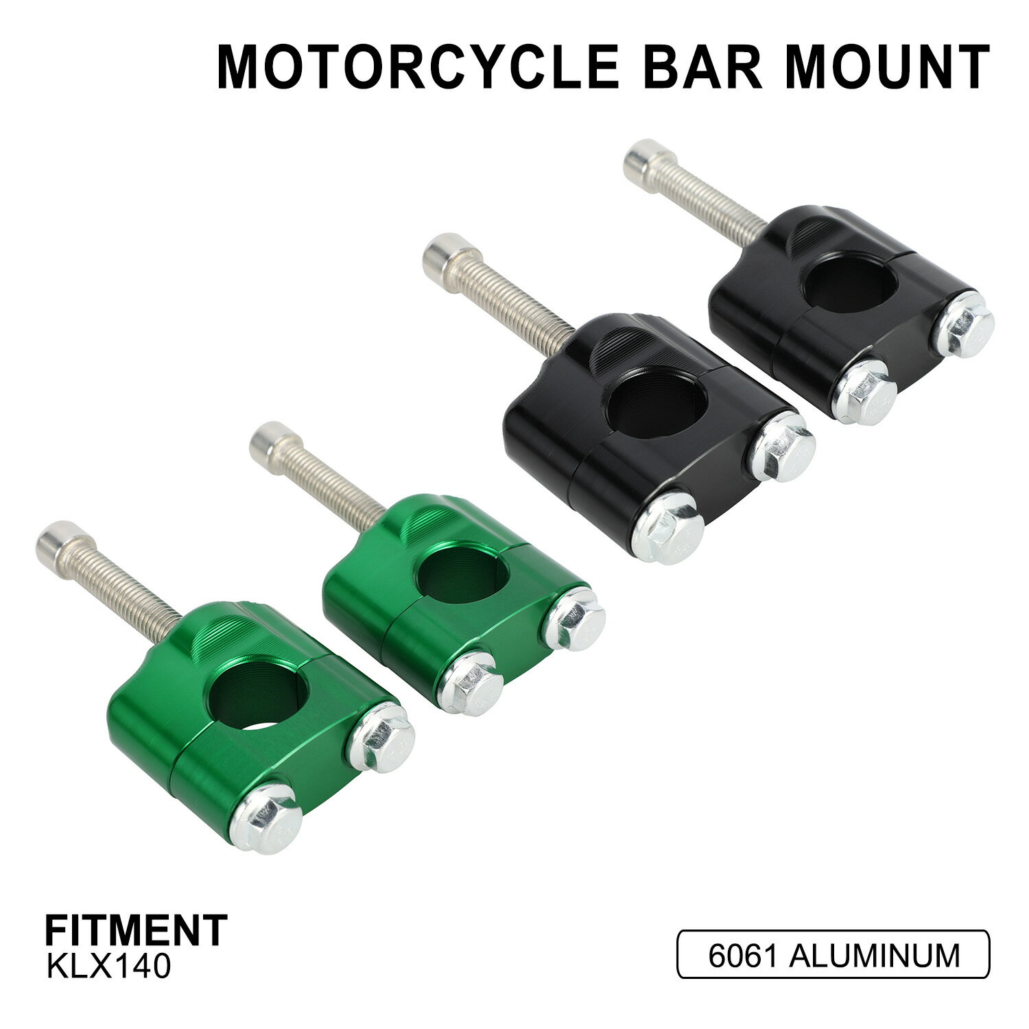 Rakuten - KLX140 用 ハンドルバーライザー クランプ アルミ製 CNC ハンドルクランプ ファットバー対応 ブラック/グリーン