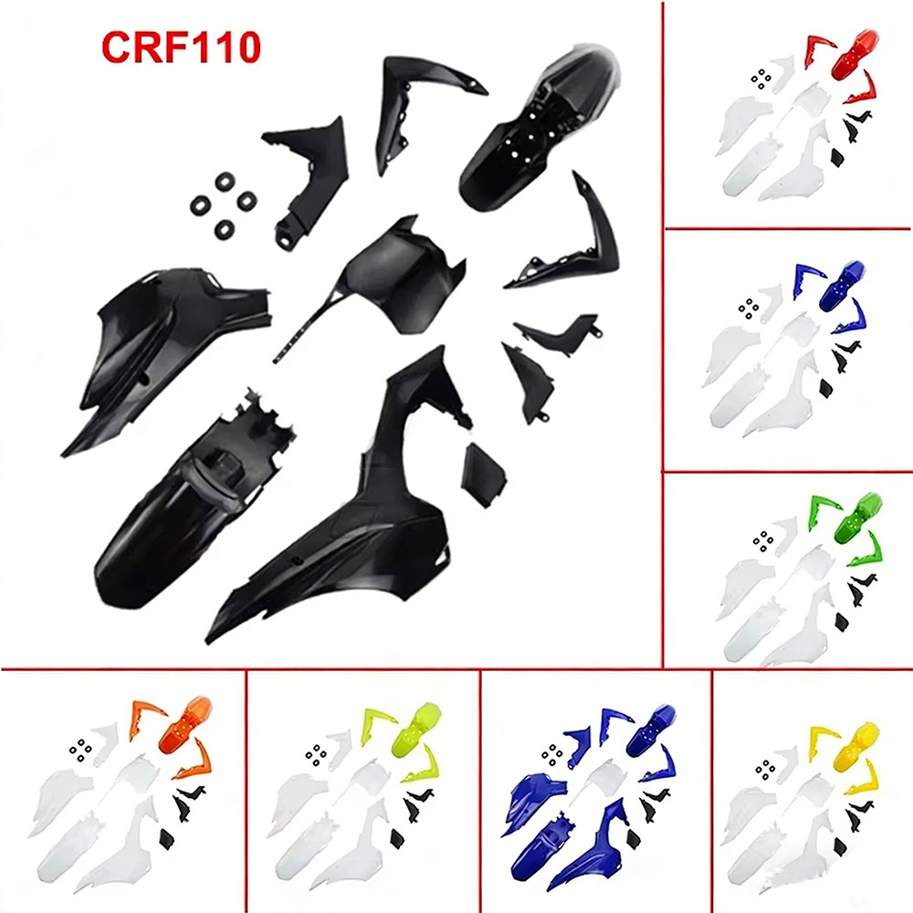 Rakuten - CRF110 2013 2014 2015 対応 ボディキット プラスチックパーツ フェアリングカバーキット フルセット オフロード モトクロス ダートピットバイク 用 補修 交換用 ブラック/レッド/ホワイト (お好きなカラーを選択可)