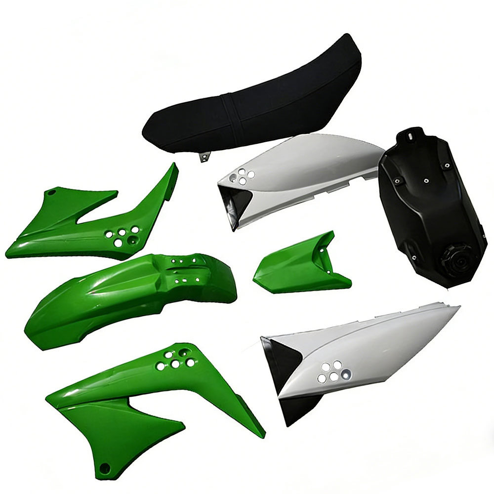 KLX150 用 外装カウル フルセット プラスチックパーツ タンク シートカバー 車体カバー 川崎 KLX150 専用 オフロード バイク 補修 交換 カスタムパーツ レーシングボディ 外観補修 ブラック/グリーン