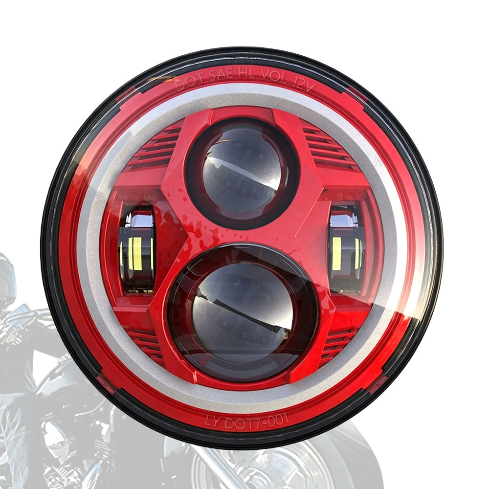 Rakuten - 【ハーレー/ホンダCB対応】7インチ LEDヘッドライト 大灯ユニット 前照灯 丸型 白/黄対応 H4 Hi/Lo ロービーム/ハイビーム プラグ＆プレイ 高輝度 車検対応 ハーレーダビッドソン Touring Dyna Softail カスタムパーツ 送料無料