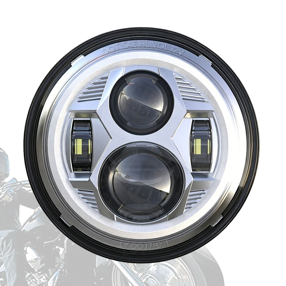 Rakuten - 【ハーレー/ホンダCB対応】7インチ LEDヘッドライト 大灯ユニット 前照灯 丸型 白/黄対応 H4 Hi/Lo ロービーム/ハイビーム プラグ＆プレイ 高輝度 車検対応 ハーレーダビッドソン Touring Dyna Softail カスタムパーツ 送料無料