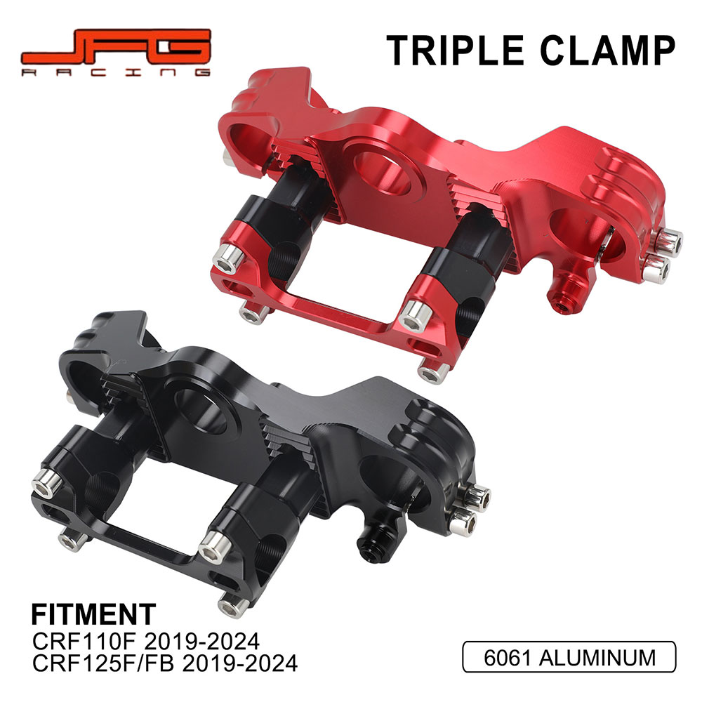 Rakuten - アルミ製 アッパークランプ＆ハンドルマウント CRF110F / CRF125F/FB 2019-2024 カラー：レッド / ブラック