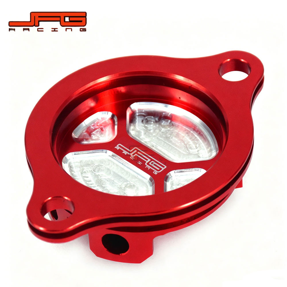 Rakuten - 【CRF250R / CRF250X対応】アルミ オイルフィルターカバー CNC加工 軽量45g 高強度 レッド オフロード 純正交換パーツ