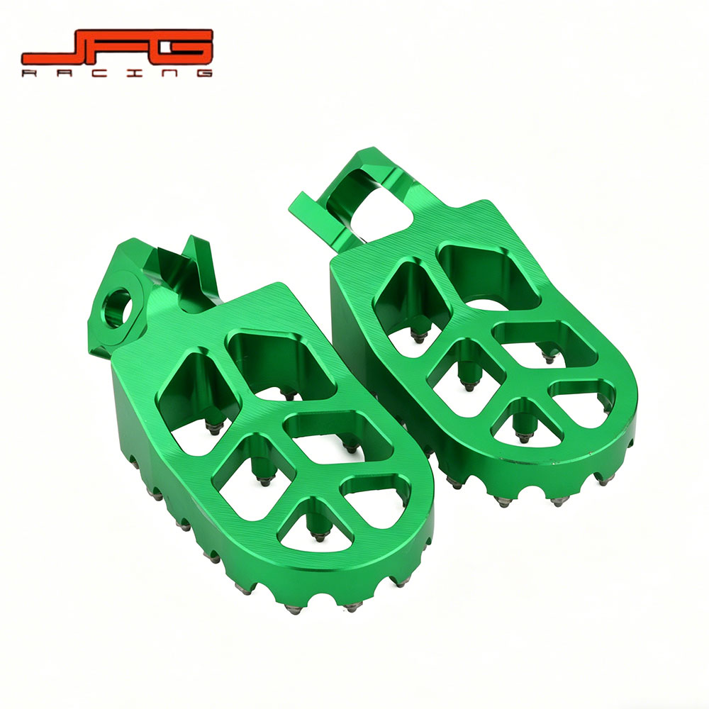 Rakuten - 【CNCアルミ加工】 カワサキ KX125 KX250 KX500 アルミフットペグ グリーン 軽量・高剛性 オフロード ステップ パーツ 耐久性UP