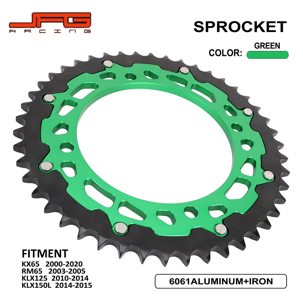 Rakuten - KX65 / RM65 / KLX125 / KLX150L 用 アルミ＋スチール製 リアスプロケット 軽量620g グリーン CNC加工