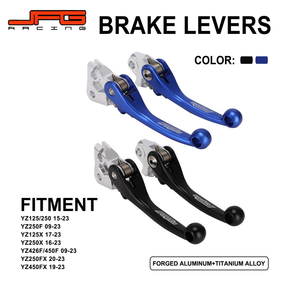 Rakuten - ヤマハ YZ125/250 YZ250F アルミ鍛造 クラッチレバー ブレーキレバー セット 可倒式 ブルー ブラック 選べる2色 モトクロス オフロード レバー交換