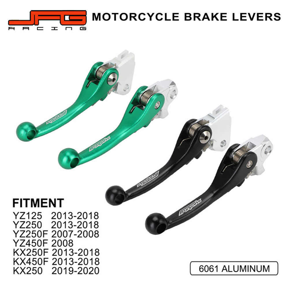樂天商城 - CNC6061アルミ クラッチ＆ブレーキレバーセット ヤマハ YZ125/250 2013-2018 対応 カワサキ KX250F/KX450F 2013-2018 他 可倒式 グリーン/ブラック オフロードバイクパーツ
