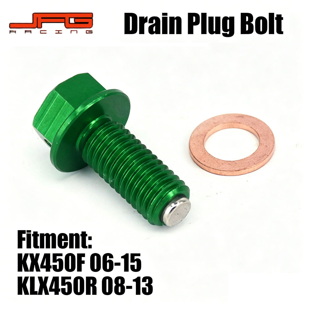 Rakuten - 【幅広い適合】 KX65（00-20） KX85/100（01-20） KX125/250（96-08） KX500（92-04） KX250F（04-18） KLX250 オイルドレンボルト アルミCNC 軽量10g ドレスアップ グリーン