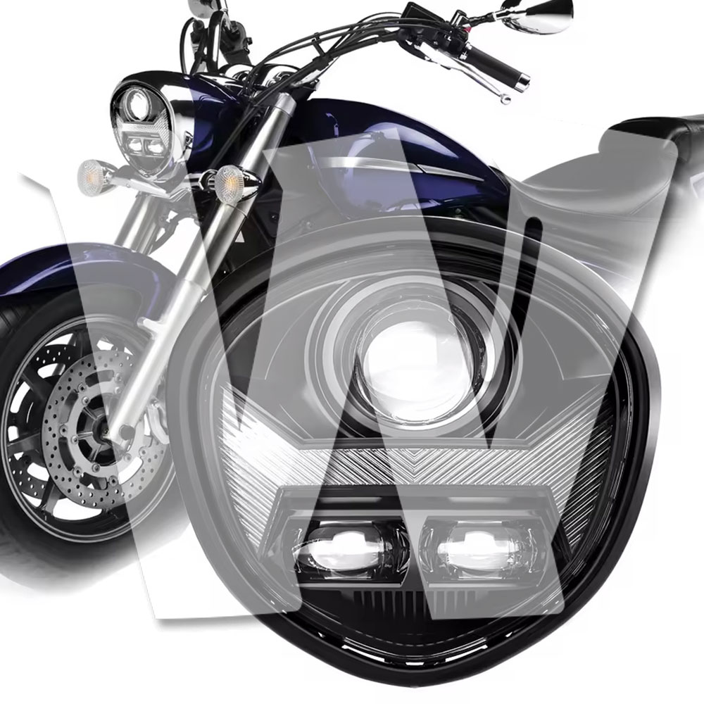 Rakuten - 【Eマーク認証 LEDヘッドライト】 ヤマハ XVS1300 対応 ハイロー切替 6600LM 12V 65W ブラック 車検対応 50000時間寿命 IP67防水