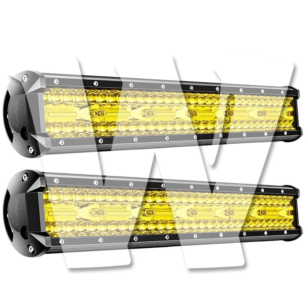 Rakuten - 【17インチ 作業灯 イエロー 2個セット】 LED 作業灯 ワークライト 12V/24V兼用 防水防塵防震 ジープ SUV 大型車 トラック ランクル 除雪車 漁船 トラクター 漁業用 農業機械 建設機械 道路 多用途 汎用