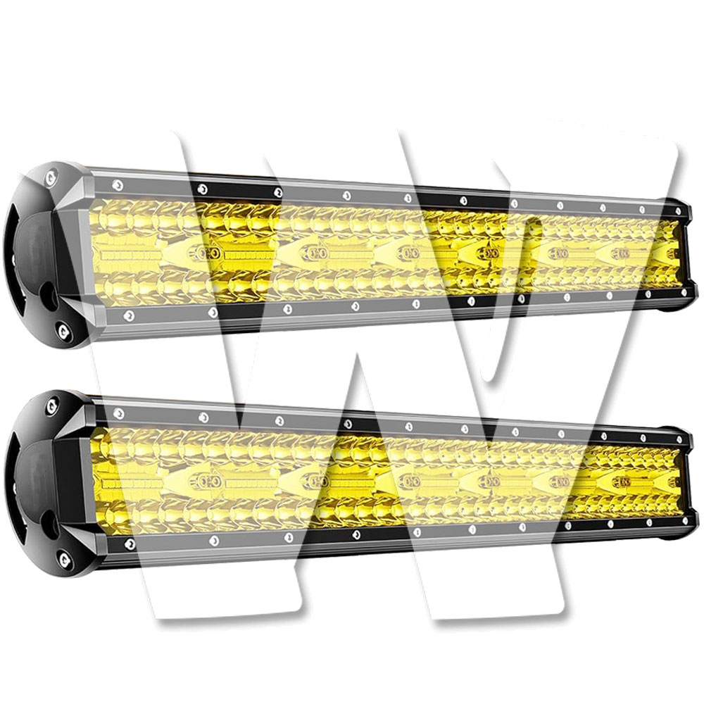 Rakuten - 【20インチ 作業灯 イエロー 2個セット】 LED 作業灯 ワークライト 12V/24V兼用 防水防塵防震 ジープ SUV 大型車 トラック ランクル 除雪車 漁船 トラクター 漁業用 農業機械 建設機械 道路 多用途 汎用