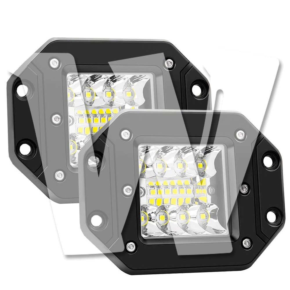 Rakuten - 5インチ 42W 埋込式 LED ワークライト 作業灯 ホワイト 6500K ドライビングライト トラック UTV ATV 4x4 トレーラー ピックアップ 車 SUV ボート オフロード ランクル 除雪車 トラクター 漁業用 農業機械 建設機械 道路 漁船など.. 12V/24V兼用 2個