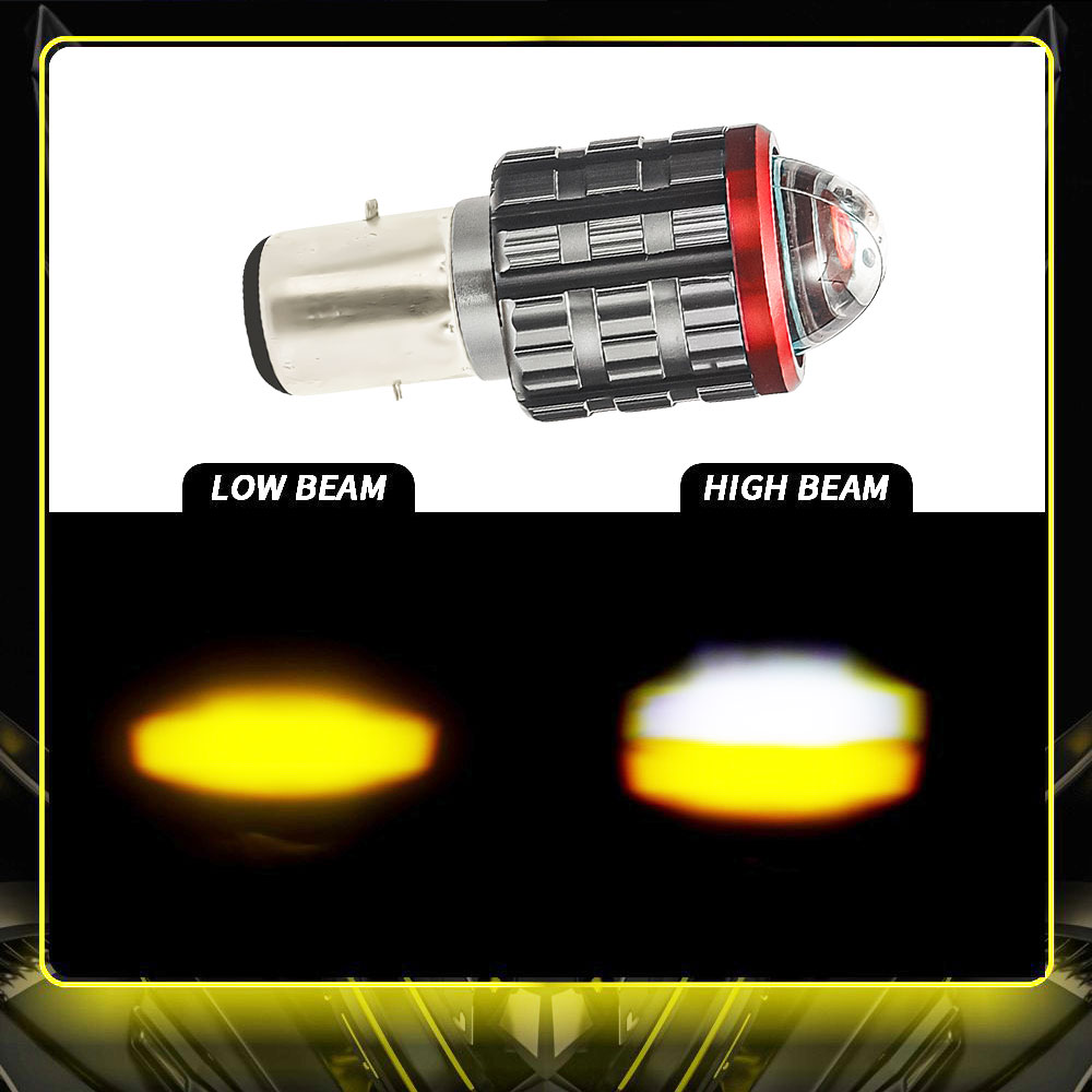 30W BA20D H4BS LED ヘッドライト ミニプロジェクターレンズ 3000LM ハイ.ホワイト...
