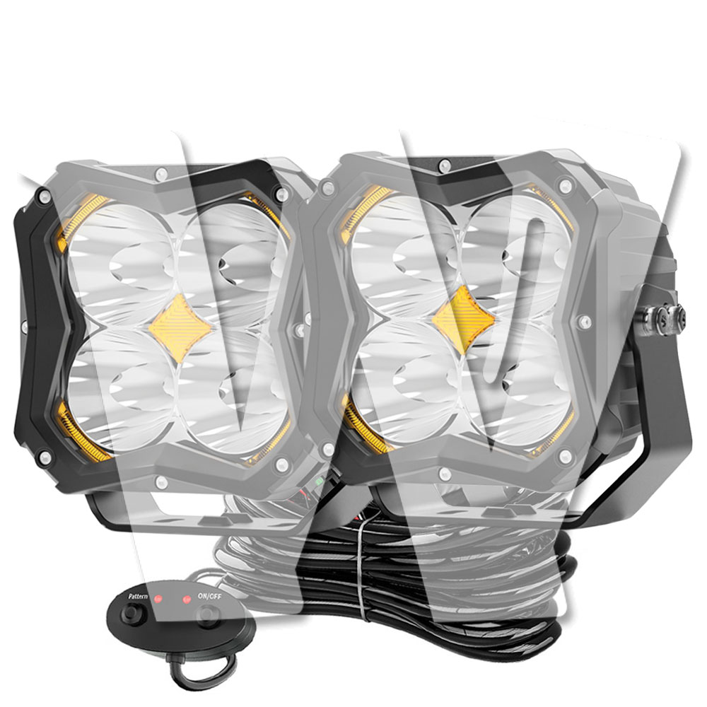 Rakuten - 5インチ 作業灯 LED ワークライト 50W 遠距離照射 ストロボ機能 スポットライト ホワイト デイライト アンバー ワイヤーハーネスキット付属 CREEチップ 2個 高級感のあるデザイン!! 前照灯 投光器 防水 防塵 防震 ジープ ジムニー オフロード SUV 大型車 トラック 汎用