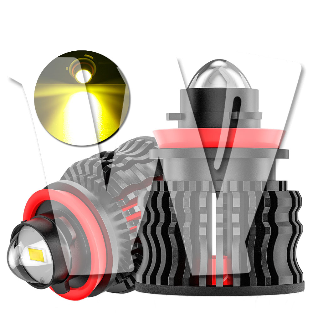 Rakuten - 【H8/H9/H11/H16】H8/H9/H11/H16兼用タイプ 12000LM LEDヘッドライトバルブ 60W 車検対応 【イエロー】 純正HIDをLED化 高輝度化 CSPチップ プロジェクター専用設計 キャンセラー内蔵 防水IP68 無極性 1年保証