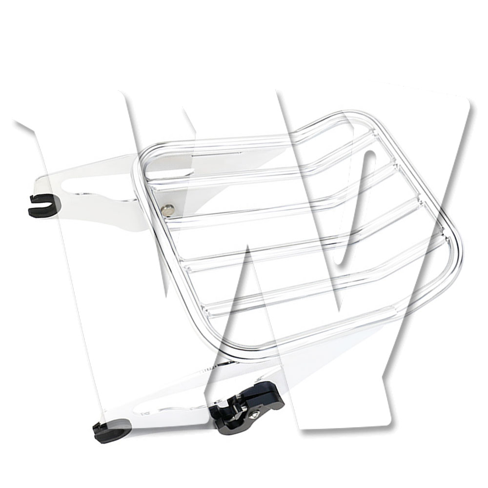 Rakuten - 【ハーレー用】 ツーリング リア 荷物ラック ラゲッジラック ステンレス製 クロームメッキ ロードキング ストリートグライド エレクトラグライド FLH/FLT系 2009-2024年式 対応 ブラケット 純正互換