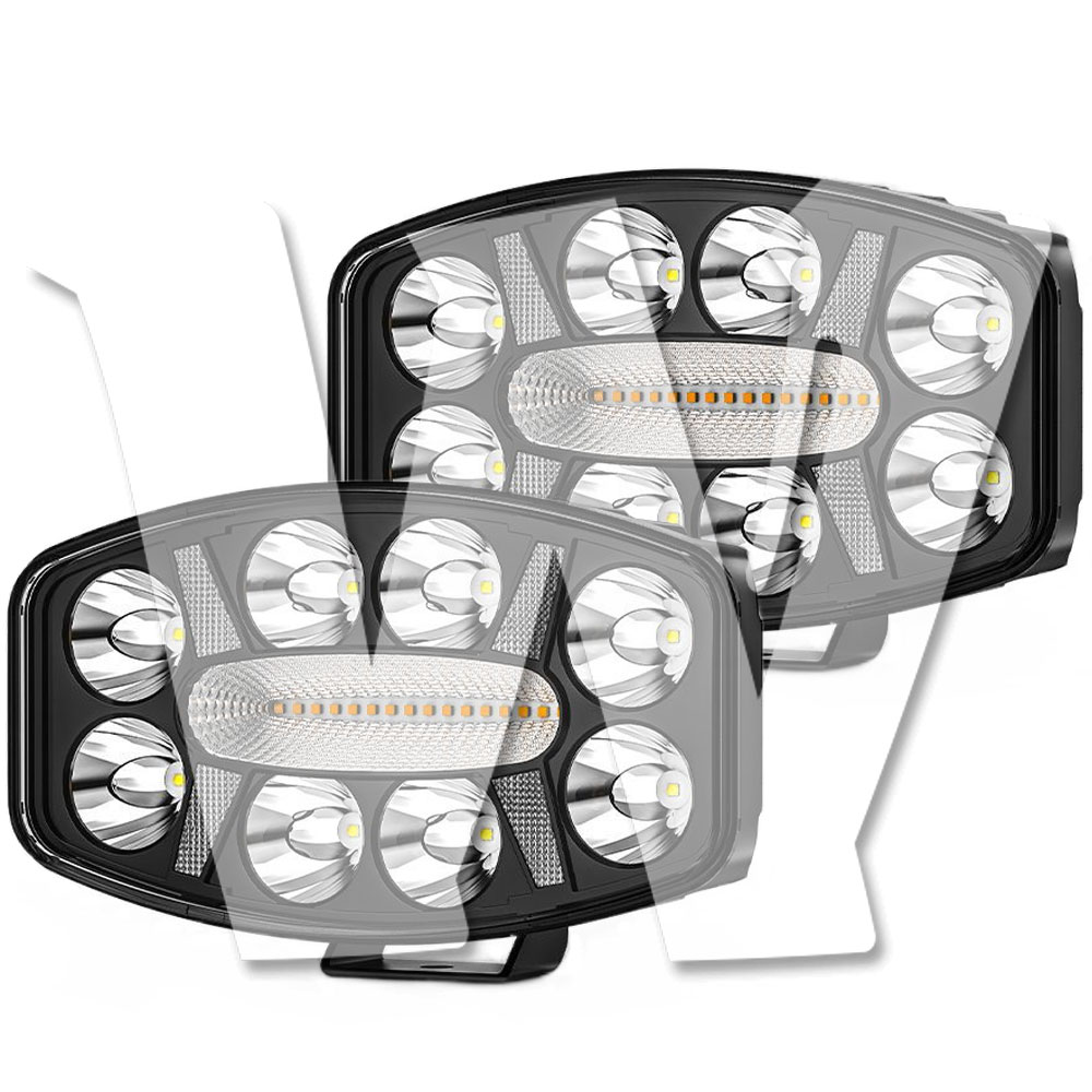 Rakuten - 【黒武士シリーズ 2個セット】 10インチ LED 作業灯 ワークライト 40W 8000LM 広角フラッド DRLデイライト対応 ホワイト/アンバー 12V/24V兼用 防水 ジープ SUV 大型車 ランクル トラクター 建設機械 工事現場 防水 汎用