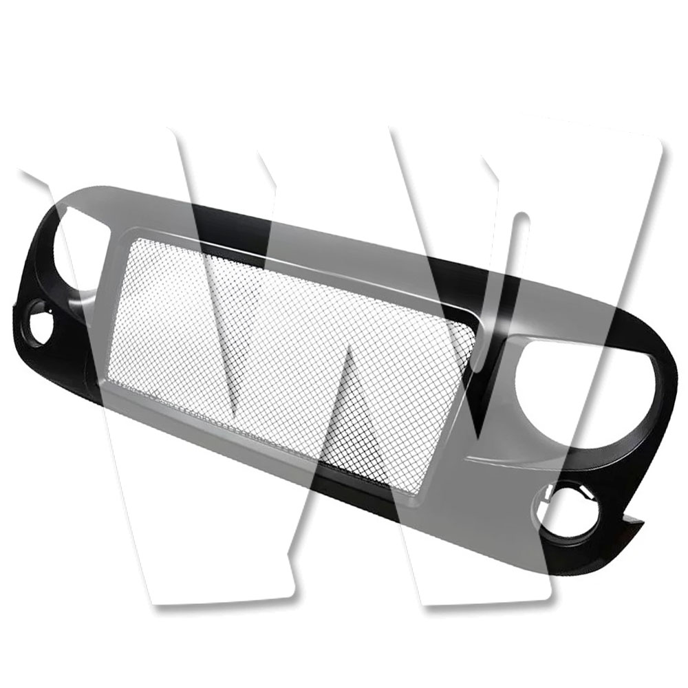 Rakuten - ジープ ラングラー ルビコン サハラ スポーツ JK JKU 2007-2017年式 マスクカバー フロント グリル グリッド グリル バンパー メッシュグリル ABS製 マットブラック 未塗装 車体保護 カスタム パーツ アクセサリー