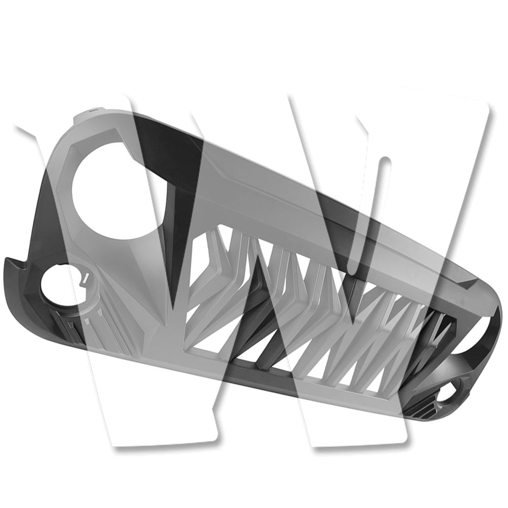 Rakuten - ジープ ラングラー ルビコン サハラ スポーツ JK JKU 2007-2017年式 マスクカバー フロント グリル グリッド グリル バンパー メッシュグリル ABS製 マットブラック 未塗装 車体保護 カスタム パーツ アクセサリー