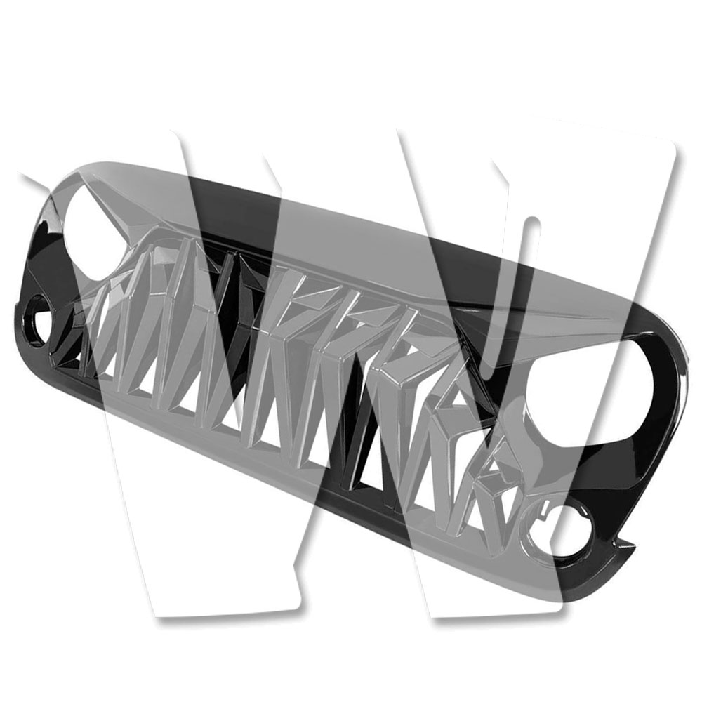 Rakuten - ジープ ラングラー ルビコン サハラ スポーツ JK JKU 2007-2017年式 マスクカバー フロント グリル グリッド グリル バンパー メッシュグリル ABS製 光沢黒 ブラック 車体保護 カスタム パーツ アクセサリー