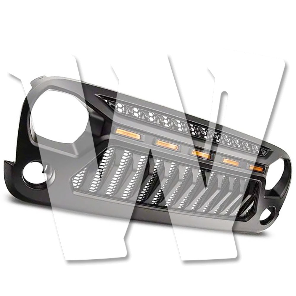 Rakuten - ジープ ラングラー ルビコン サハラ スポーツ JK JKU 2007-2017年式 マスクカバー フロント グリル グリッド グリル バンパー メッシュグリル ABS製 未塗装 車体保護 カスタム パーツ アクセサリー