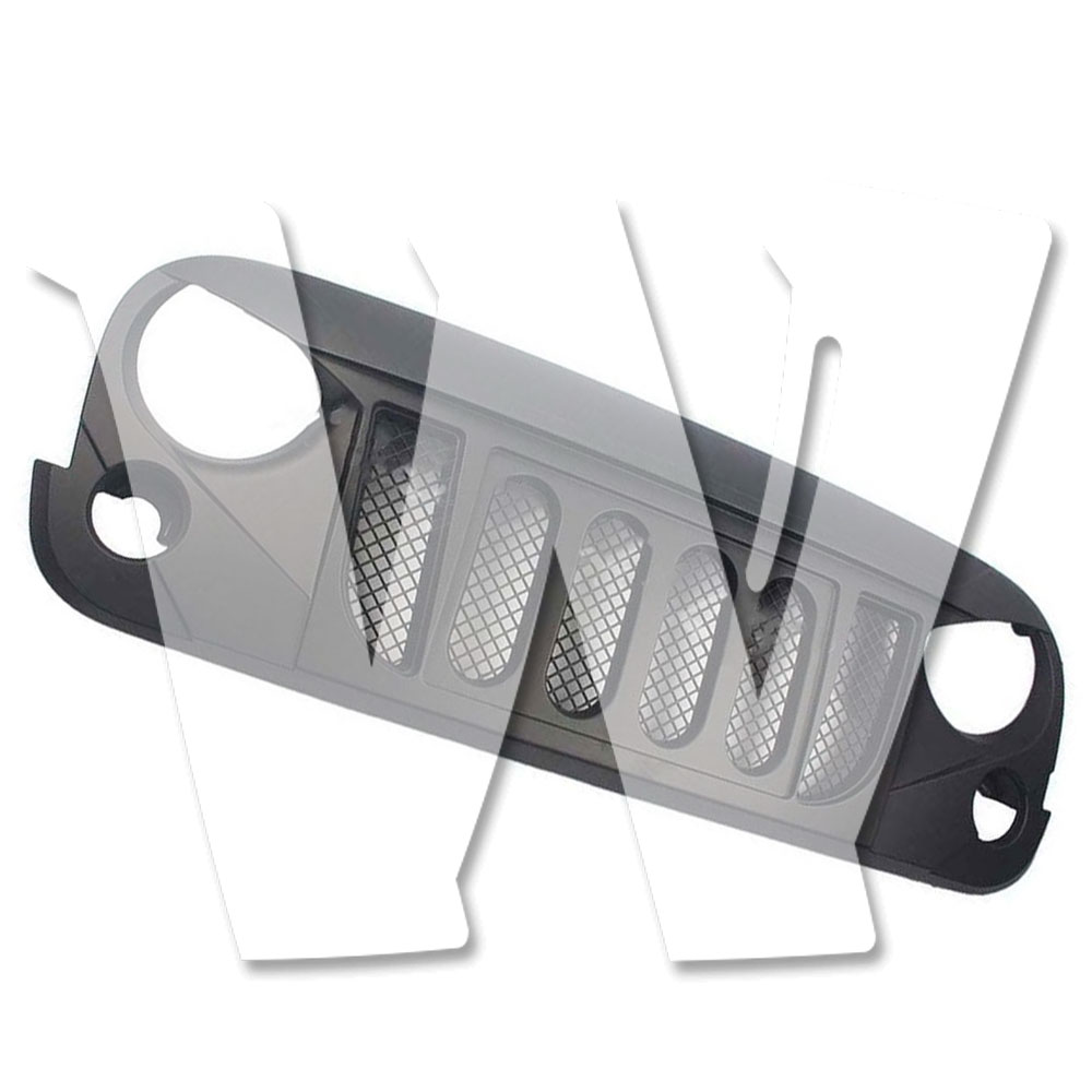 Rakuten - ジープ ラングラー ルビコン サハラ スポーツ JK JKU 2007-2017年式 マスクカバー フロント グリル グリッド グリル バンパー メッシュグリル マットブラック ABS製 未塗装 車体保護 カスタム パーツ アクセサリー