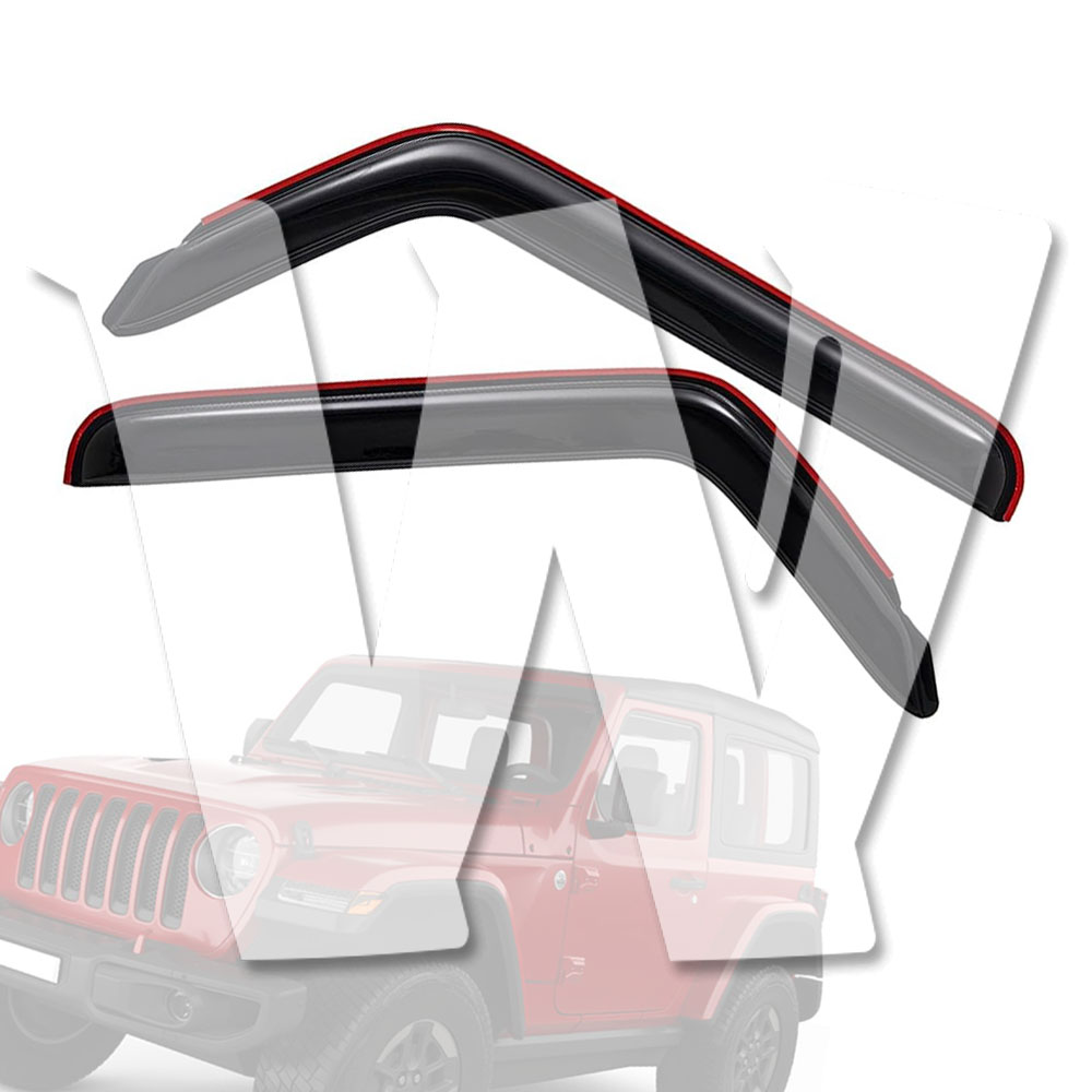 Rakuten - ジープ ラングラー JL JLU 2ドア 2018-2024年式 JT ジープ グラディエーター クルーキャブピックアップ 4ドア 2020-2024年式 インチャンネル サイド ウィンドウ ディフレクター バイザー レインガード ダークスモーク 左右セット 車体保護 カスタム パーツ アクセサリー