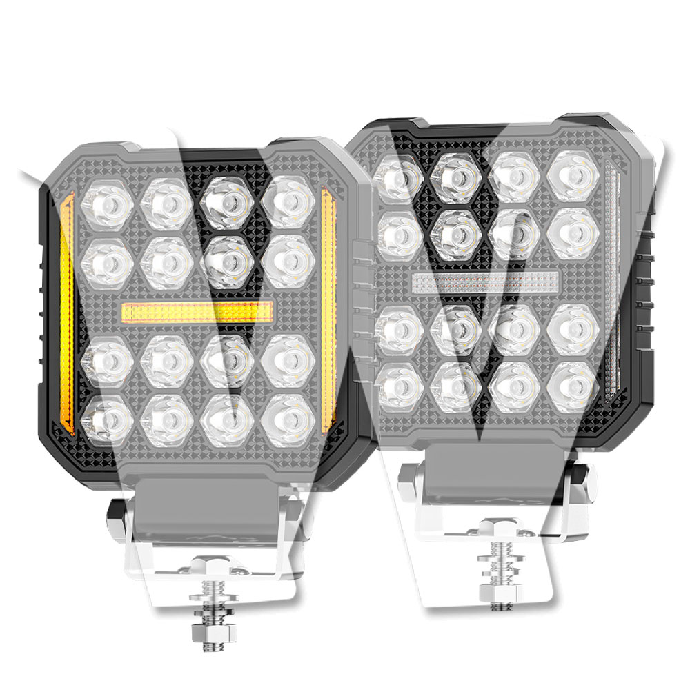 Rakuten - 【黒武士シリーズ 2個セット】 ワークライト LED 作業灯 4インチ 48W ホワイト/イエロー/同時/ストロボ 11600LM 多モード 防水防塵防震 12V/24V兼用 前照灯 ジープ オフロード トラック 汎用