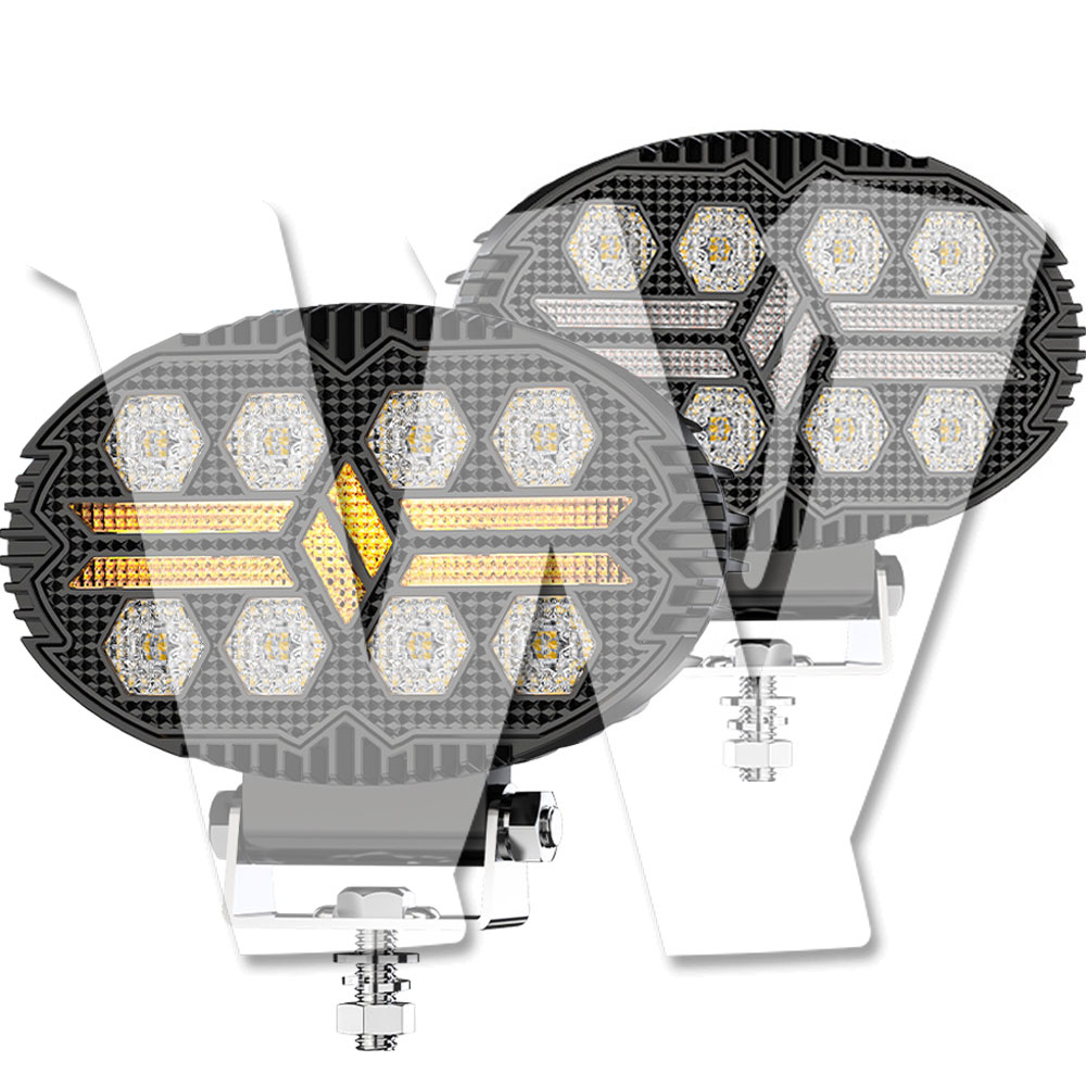 Rakuten - 【黒武士シリーズ 2個セット】 LED 作業灯 5.5インチ ワークライト 32W 多モード 高輝度 12800LM ホワイト/イエロー/同時点灯/ストロボ 12V/24V兼用 デイライト(DRL) 前照灯 投光器 ジープ ジムニー オフロード SUV トラック 大型車 汎用