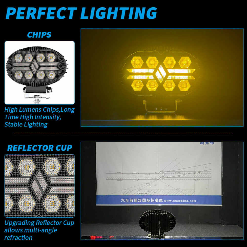 【黒武士シリーズ 2個セット】 LED 作業灯 5.5インチ ワークライト 32W 多モード 高輝度 12800LM ホワイト/イエロー/同時点灯/ストロボ 12V/24V兼用 デイライト(DRL) 前照灯 投光器 ジープ ジムニー オフロード SUV トラック 大型車 汎用