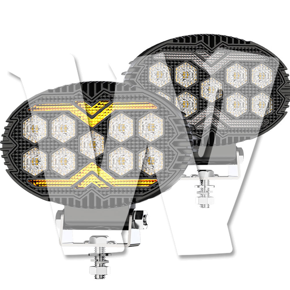 樂天商城 - 【黒武士シリーズ 2個セット】 LED ワークライト 5.5インチ 36W 多モード 高輝度 14400LM ホワイト/イエロー/同時点灯/ストロボ 12V/24V兼用 デイライト(DRL) 前照灯 作業灯 投光器 ジープ ジムニー オフロード SUV トラック 大型車 汎用